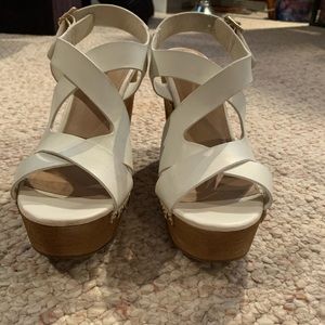 White Strappy Wedged Heels